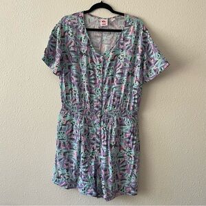 Quiksilver Stranger Things 80s inspired bold romper, size XL